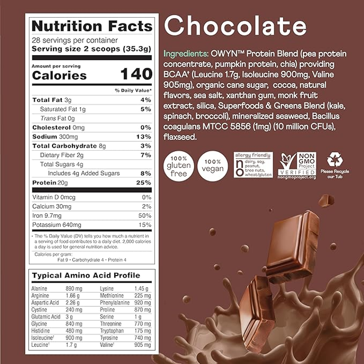 OWYN: Plant Protein Orig 20g (1.1lb)