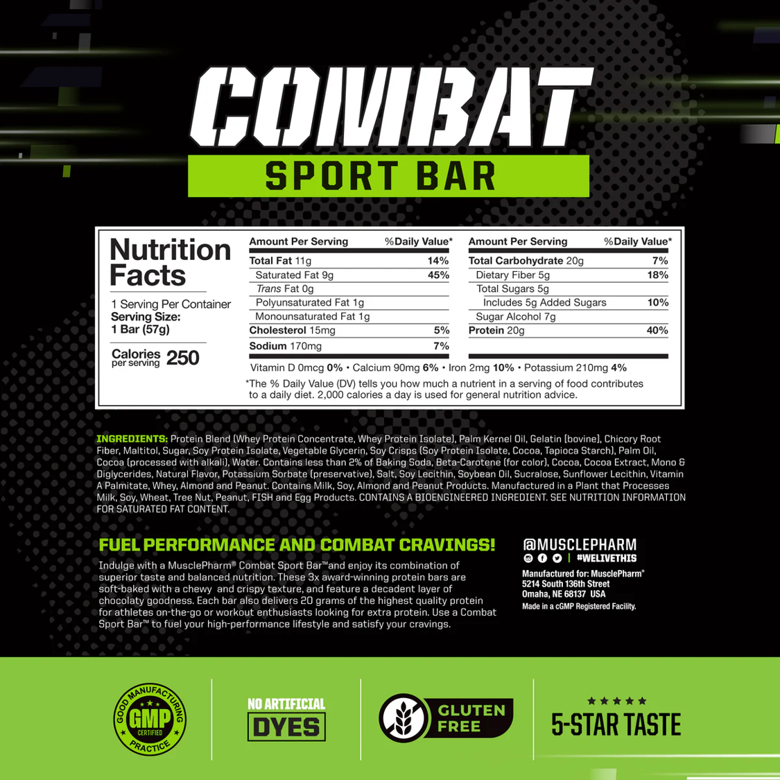 MusclePharm: Combat Sport Bar (12pk)