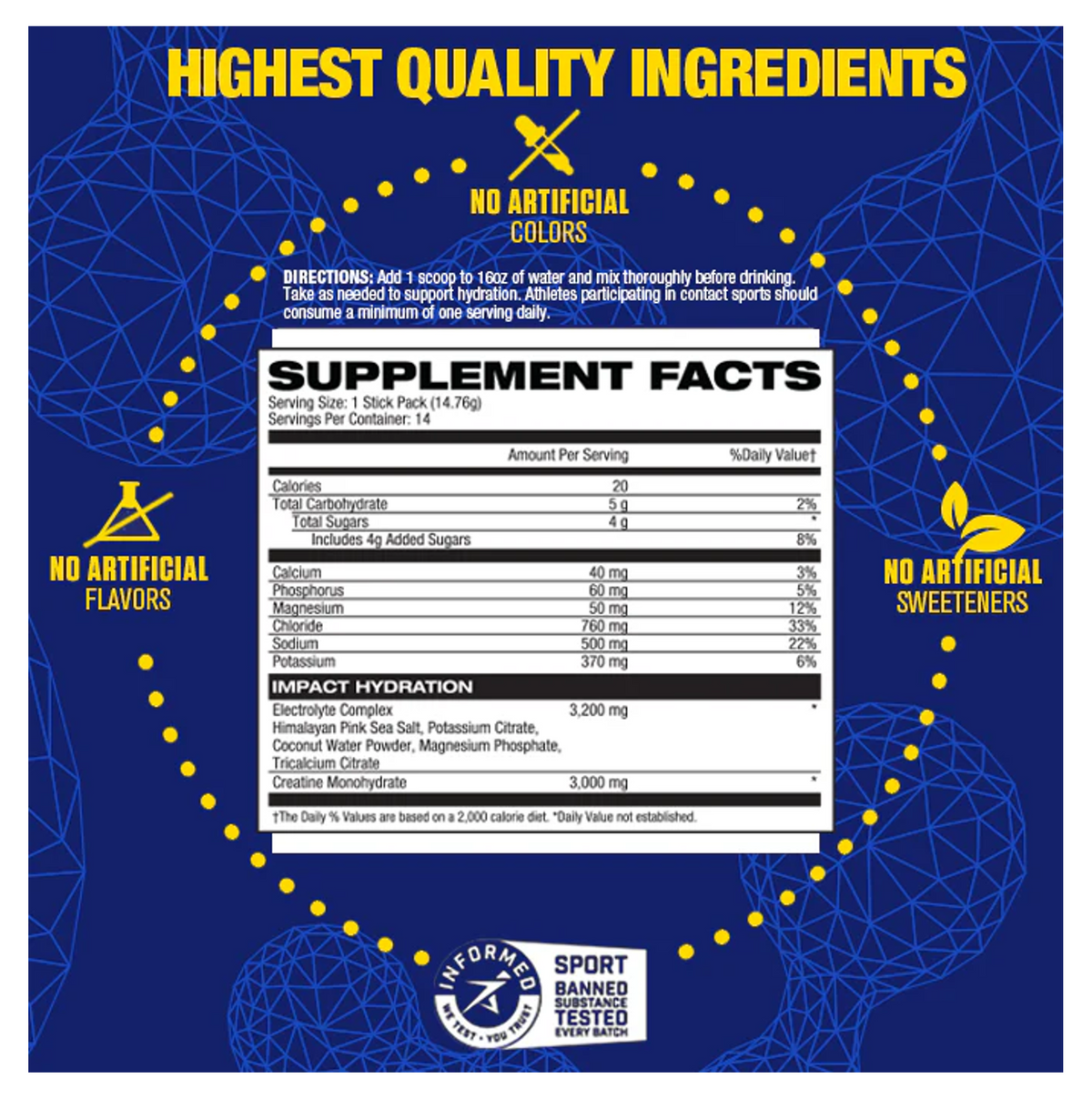 MHP: Impact Hydration: 14pk Lemon Lime (pkts)
