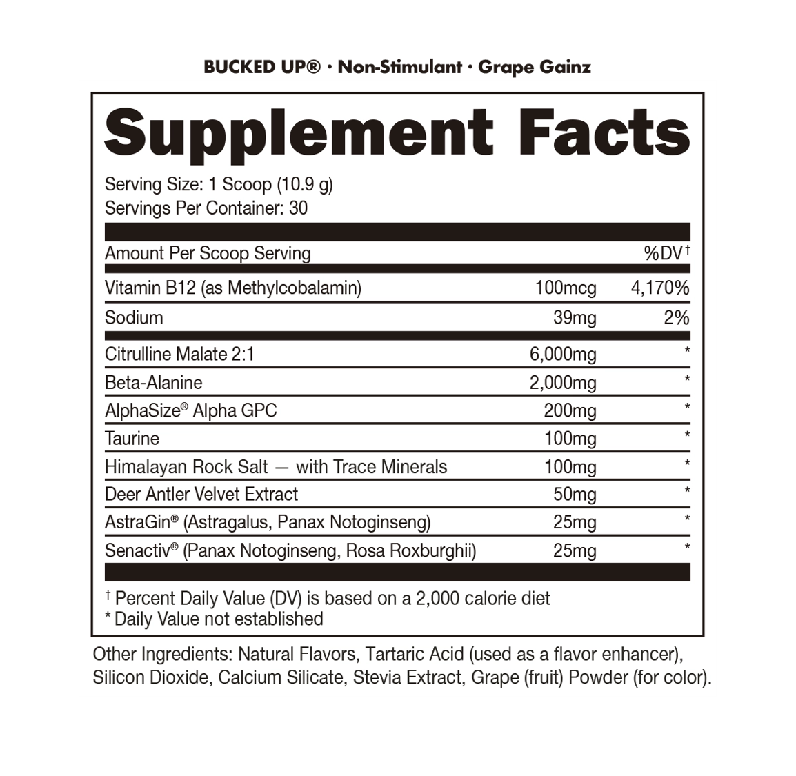 DAS Labs: Bucked Up Stim Free (10.5oz)
